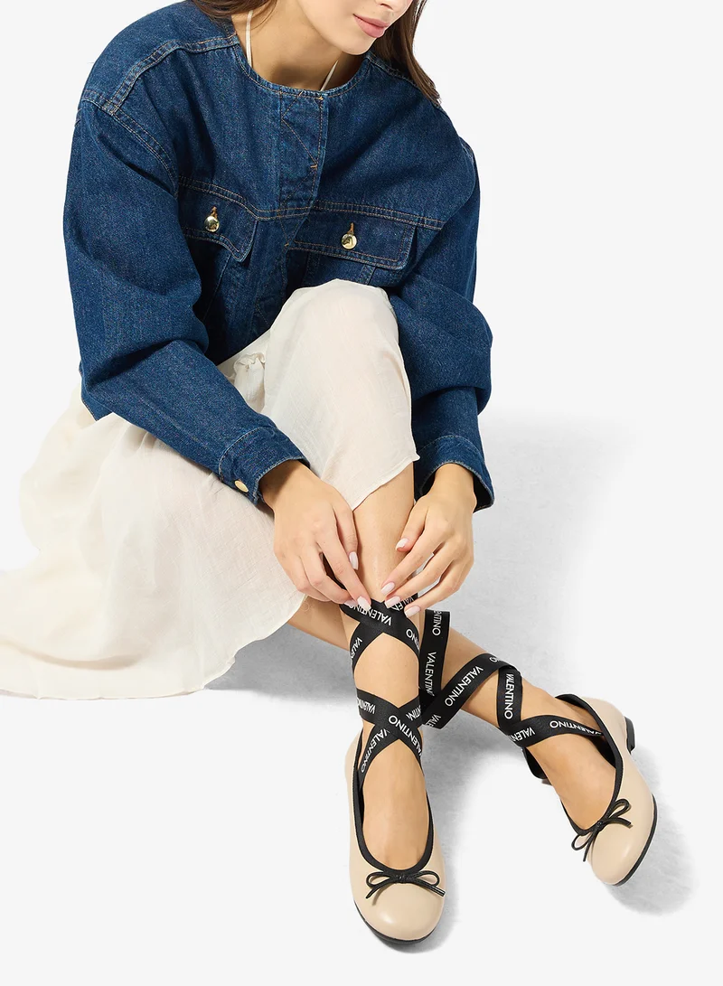 Bow Detail Ankle strap Flat Ballerinas